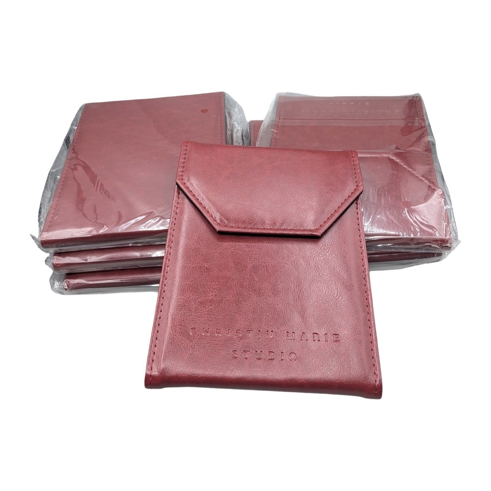 Lot 6x Christin Marie Studio Burgundy Faux Leather Jewelry Travel Pouch case